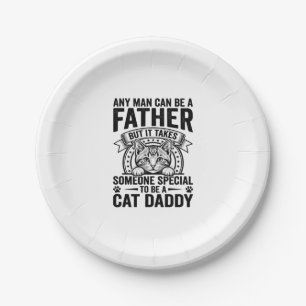 Cat Daddy Vater Zitat Vintage Gravur T-Shirt D Pappteller