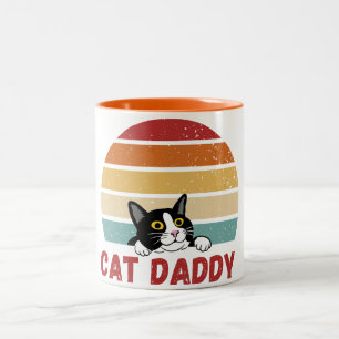 Cat Daddy Vintag Cat 80er Retro Style für Männer Zweifarbige Tasse
