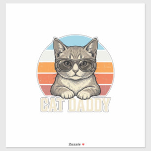 Cat Daddy Vintage Sonnenuntergang Cool Cat Shirt D Aufkleber