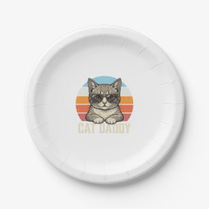 Cat Daddy Vintage Sonnenuntergang Cool Cat Shirt D Pappteller