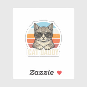 Cat Daddy Vintage Sonnenuntergang Coole Katze-Shir Aufkleber
