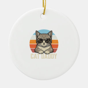 Cat Daddy Vintage Sonnenuntergang Coole Katze Shir Keramik Ornament