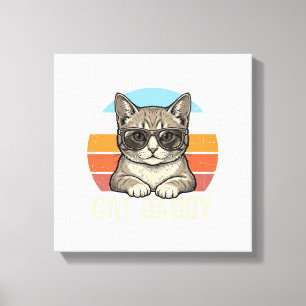 Cat Daddy Vintage Sonnenuntergang Coole Katze-Shir Leinwanddruck