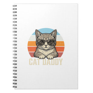 Cat Daddy Vintage Sonnenuntergang Coole Katze Shir Notizblock