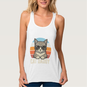 Cat Daddy Vintage Sonnenuntergang Coole Katze-Shir Tank Top