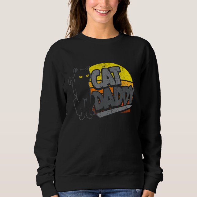 Cat Daddy Vintage Sunset Retro Distressed Fathers  Sweatshirt (Vorderseite)