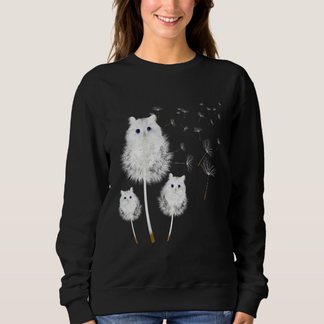 Cat Dandelion Blume Pflanze und Katzen Hausbesitze Sweatshirt (Vorderseite)