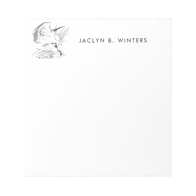 Cat Day Dreaming Sketch | Cat Lover Personalisiert Notizblock (Vorderseite)