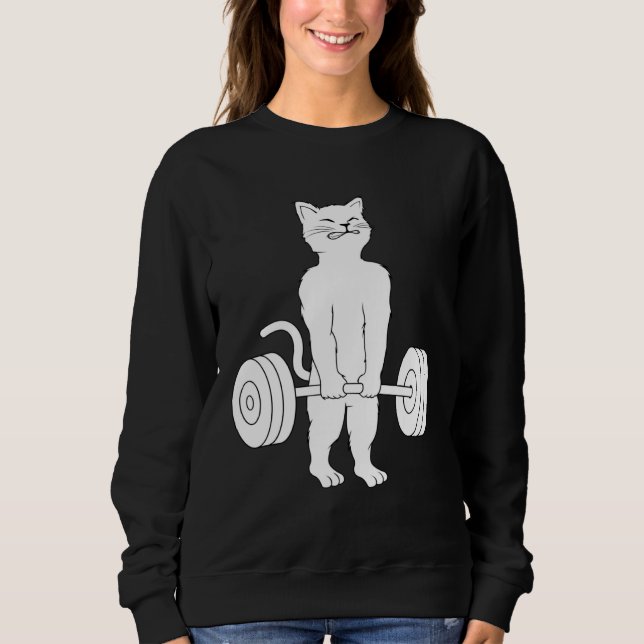 Cat Deadlif Powerlifting Kitty Weightlifting Cat Sweatshirt (Vorderseite)