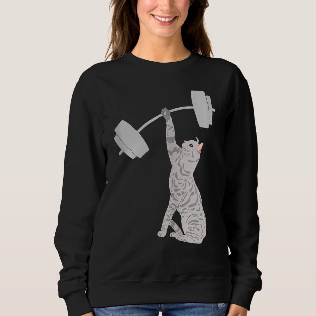 Cat Deadlift Fitness Gym Cat Barbell Sweatshirt (Vorderseite)