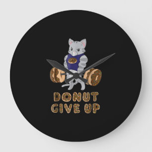 Cat Deadlift Power Hebe Donut Gym Große Wanduhr
