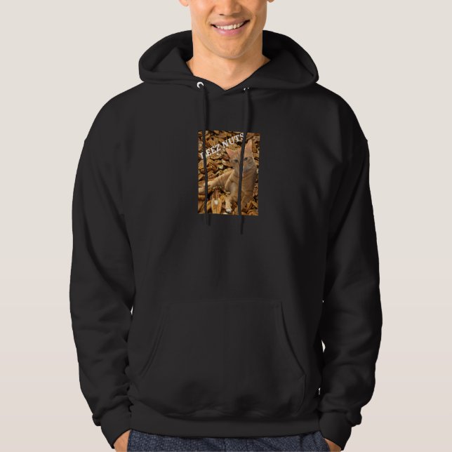 Cat Deez Nuts Joke with Pecan Background Hoodie (Vorderseite)