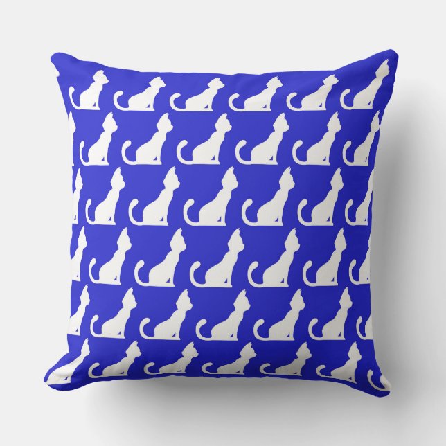 Cat Design Blue Throw Kissen (Vorderseite)