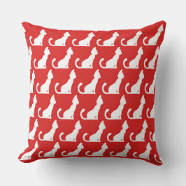 Cat Design Red Throw Kissen