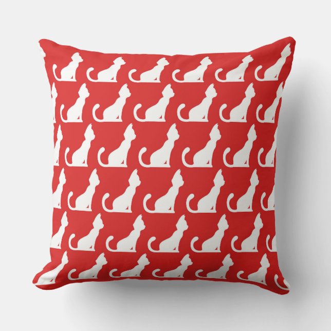 Cat Design Red Throw Kissen (Vorderseite)