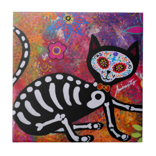 CAT DIA DE LOS MUERTOS TILE FLIESE