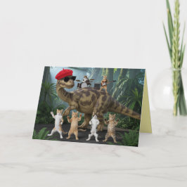 Cat Dinosaur Music Card Feiertagskarte