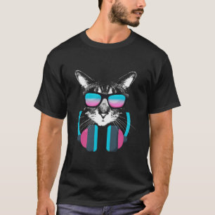 Cat Dj Funny Cat Liebhaber Kopfhörer Disc Jockey P T-Shirt