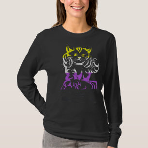 Cat Dj Music Lgbt Nichtbinäre Flag Agender Non Bin T-Shirt