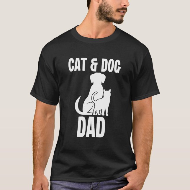 Cat Dog Dad Owner Cute Father Daddy Pet Animal Pap T-Shirt (Vorderseite)