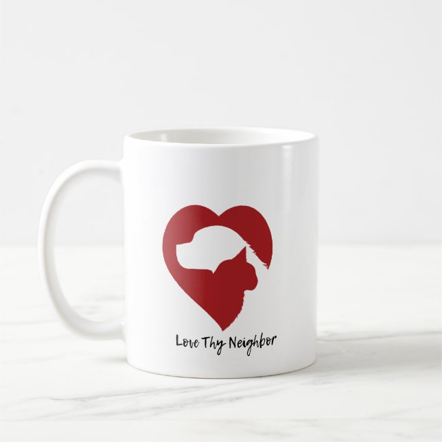 Cat Dog Design Liebe Deine Nachbarin:r Kaffeecup Kaffeetasse (Links)