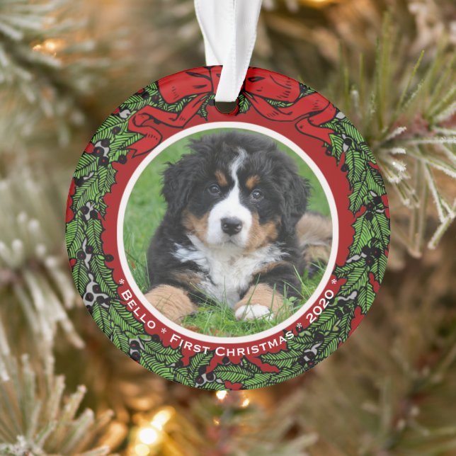Cat Dog Foto Erste Weihnachtsbeeren Ornament (Baum)