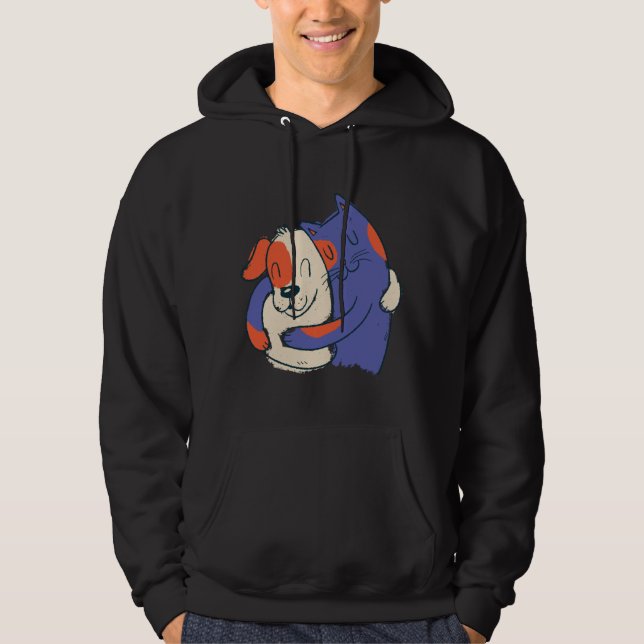 Cat Dog Hugging Hoodie (Vorderseite)