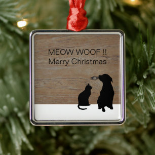 Cat dog Illustration Silhouetten Weihnachten Ornament Aus Metall