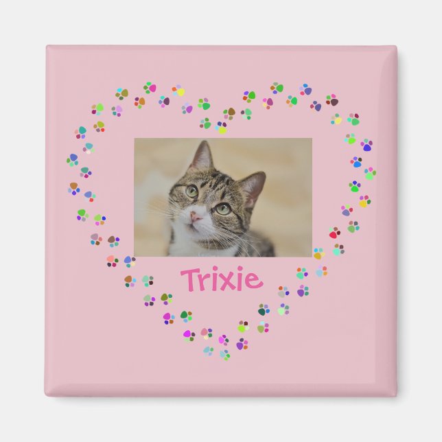 Cat Dog Paw druckt Personalisiertes Foto Magnet (Vorne)