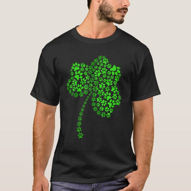 Cat Dog Paw Kleeblatt St Patrick's Day Paws T-Shirt (Vorderseite)