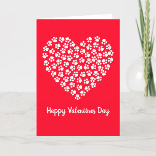 Cat Dog Paw Prints Funny Valentine's Day Feiertagskarte