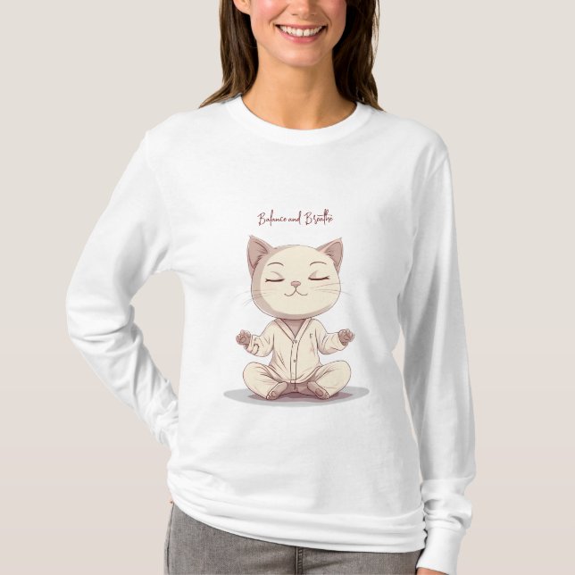 Cat doing Yoga T-Shirt (Vorderseite)