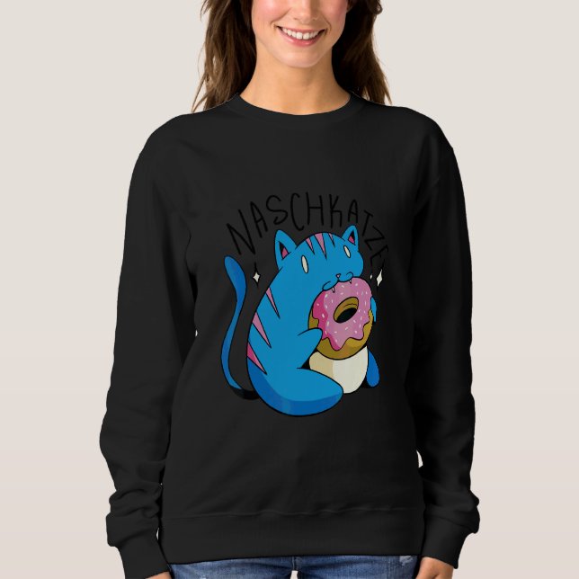 Cat Donut Cool Retro Spaß komisch Bizarre Art Sweatshirt (Vorderseite)