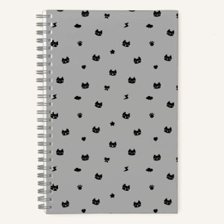 Cat Doodle Grey Notizbuch
