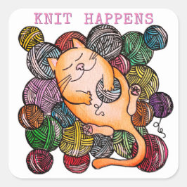 Cat Doodle Strick Happens Personalisiert Stickers