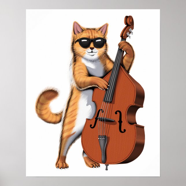 Cat Double Bass Player Poster (Vorne)