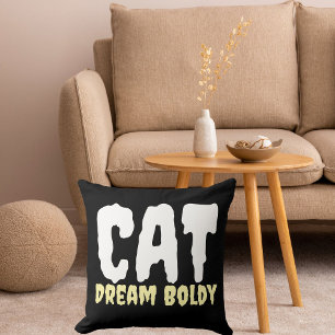 Cat Dream Bolly Funny Retro Personalisiert Black Kissen