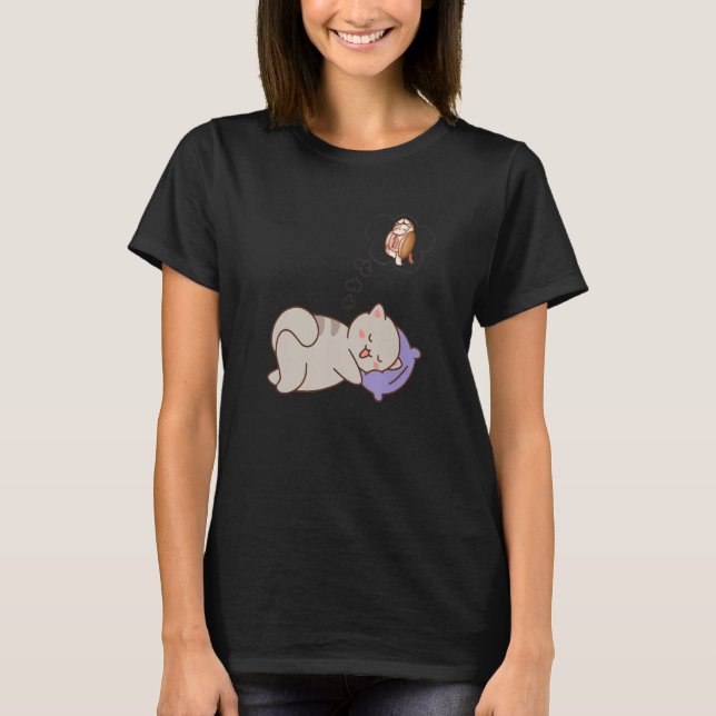 Cat Dreaming Sleeping   T-Shirt (Vorderseite)