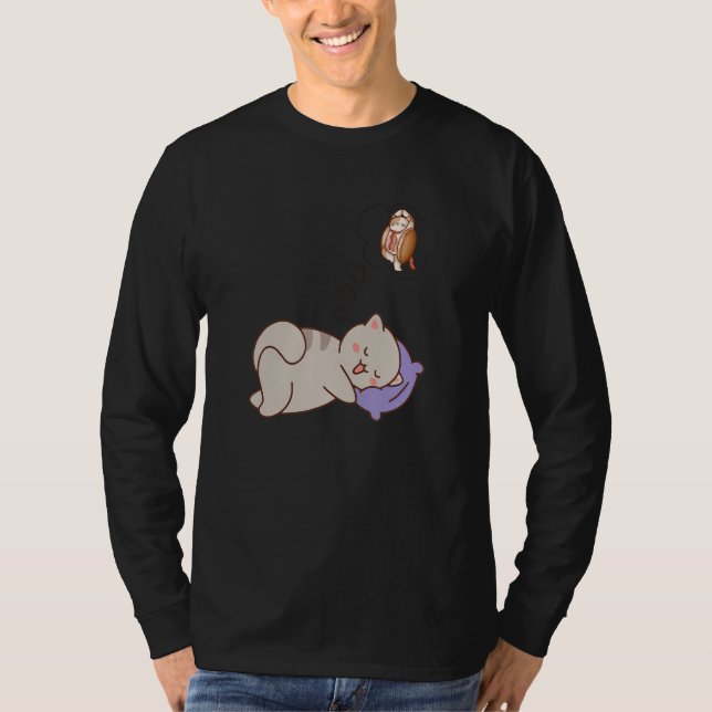 Cat Dreaming Sleeping   T-Shirt (Vorderseite)