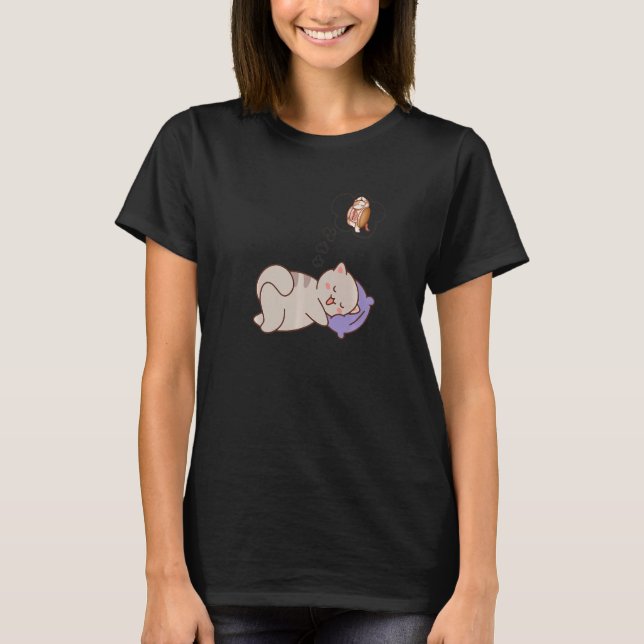Cat Dreaming Sleeping T-Shirt (Vorderseite)