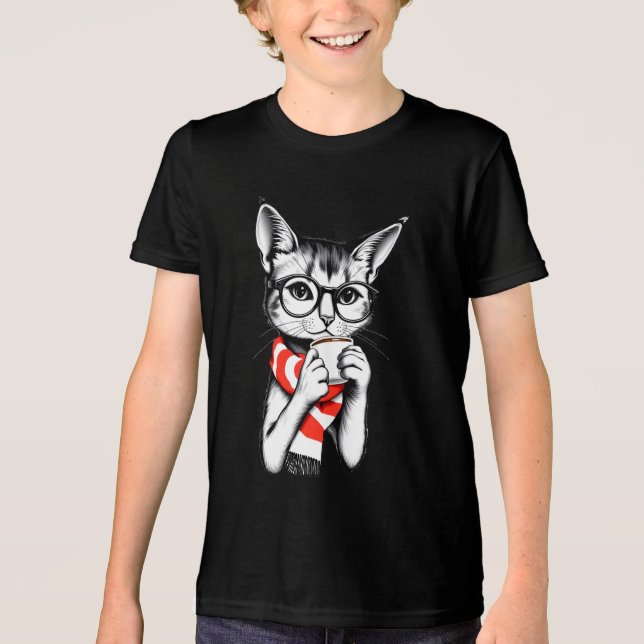 Cat Drink a Coffee T - Shirt (Vorderseite)