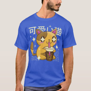 Cat Drinking Bubble Tea Drink Japan T-Shirt