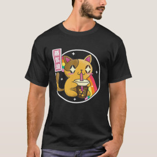 Cat Drinking Bubble Tee Boba Japan 80er Otaku Vapo