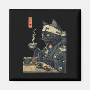 Cat Drinking Tee Japanisches Teezeremonie Kunst, D Magnet