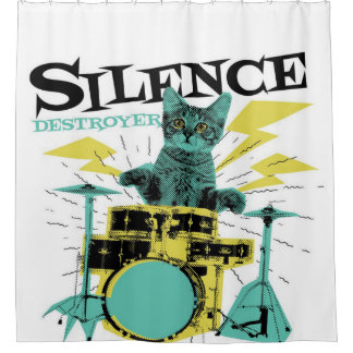 Cat Drummer Destroyer of Blanket Duschvorhang