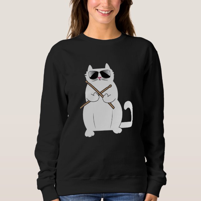 Cat Drummer Music   Musician Instrumentalist Kitty Sweatshirt (Vorderseite)
