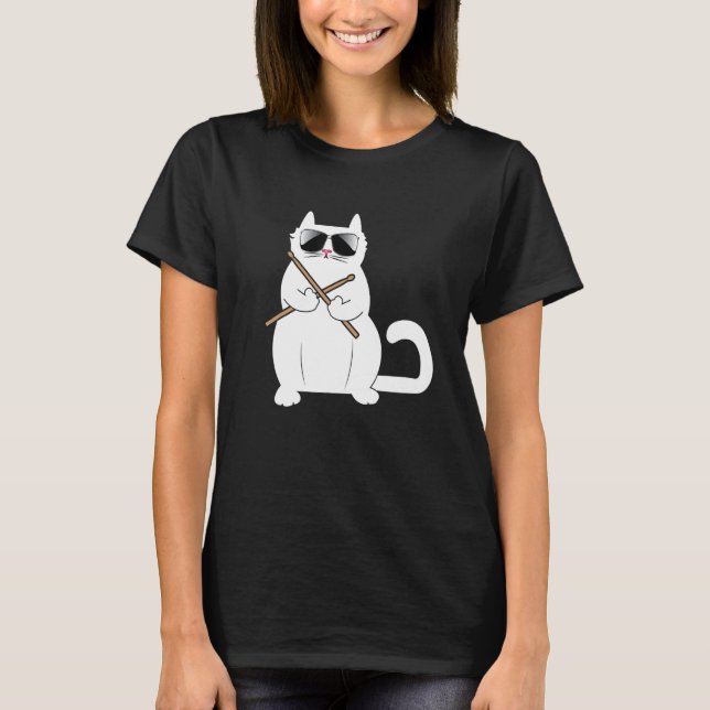Cat Drummer Music   Musician Instrumentalist Kitty T-Shirt (Vorderseite)