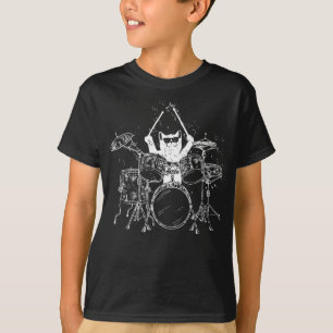 Cat Drummer Playing Drums Boy T-Shirt