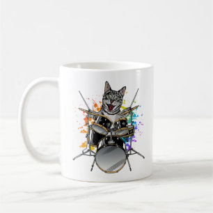 Cat Drummer Playing Drums Kaffeetasse