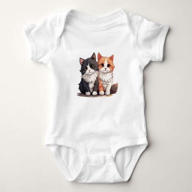 Cat Duo T - Shirt | Adortable Black & Orange Cats  (Vorderseite)